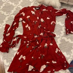 Reformation long sleeve floral wrap dress